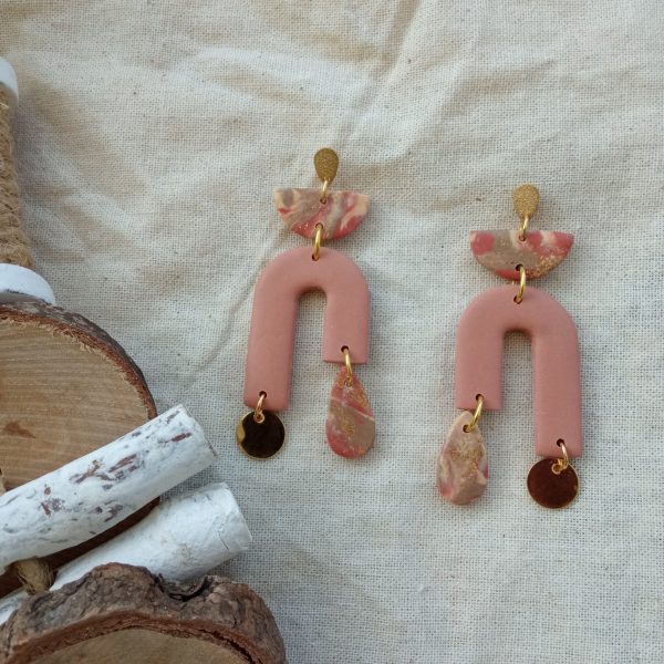 Cinnamon, marbled boho earrings