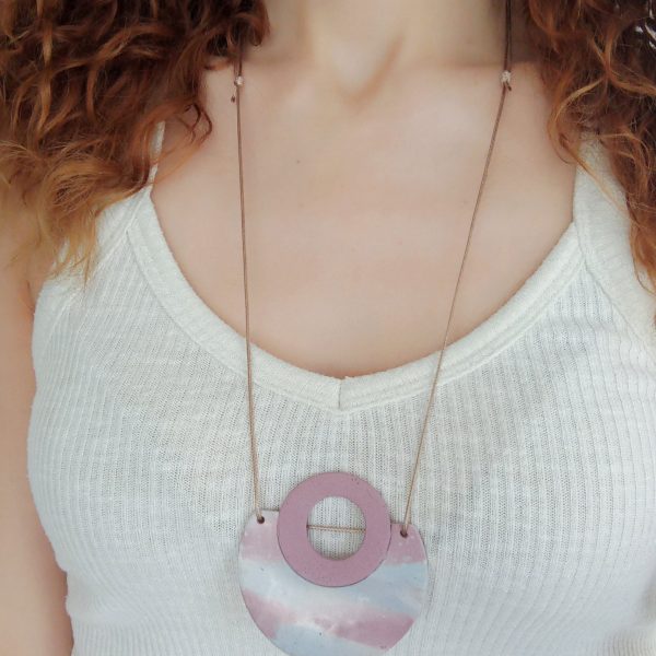 Marbled pastel pendant necklace