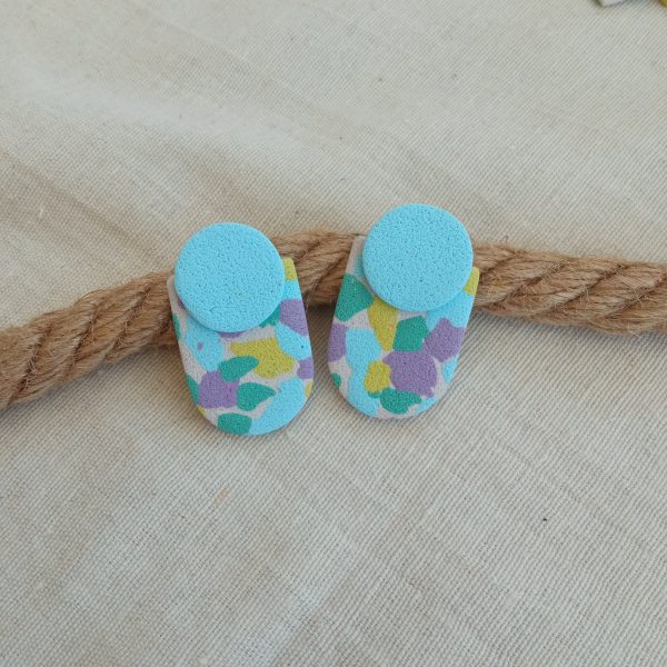 Baby blue and multicoloured statement studs