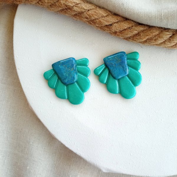 Metallic green and blue statement studs