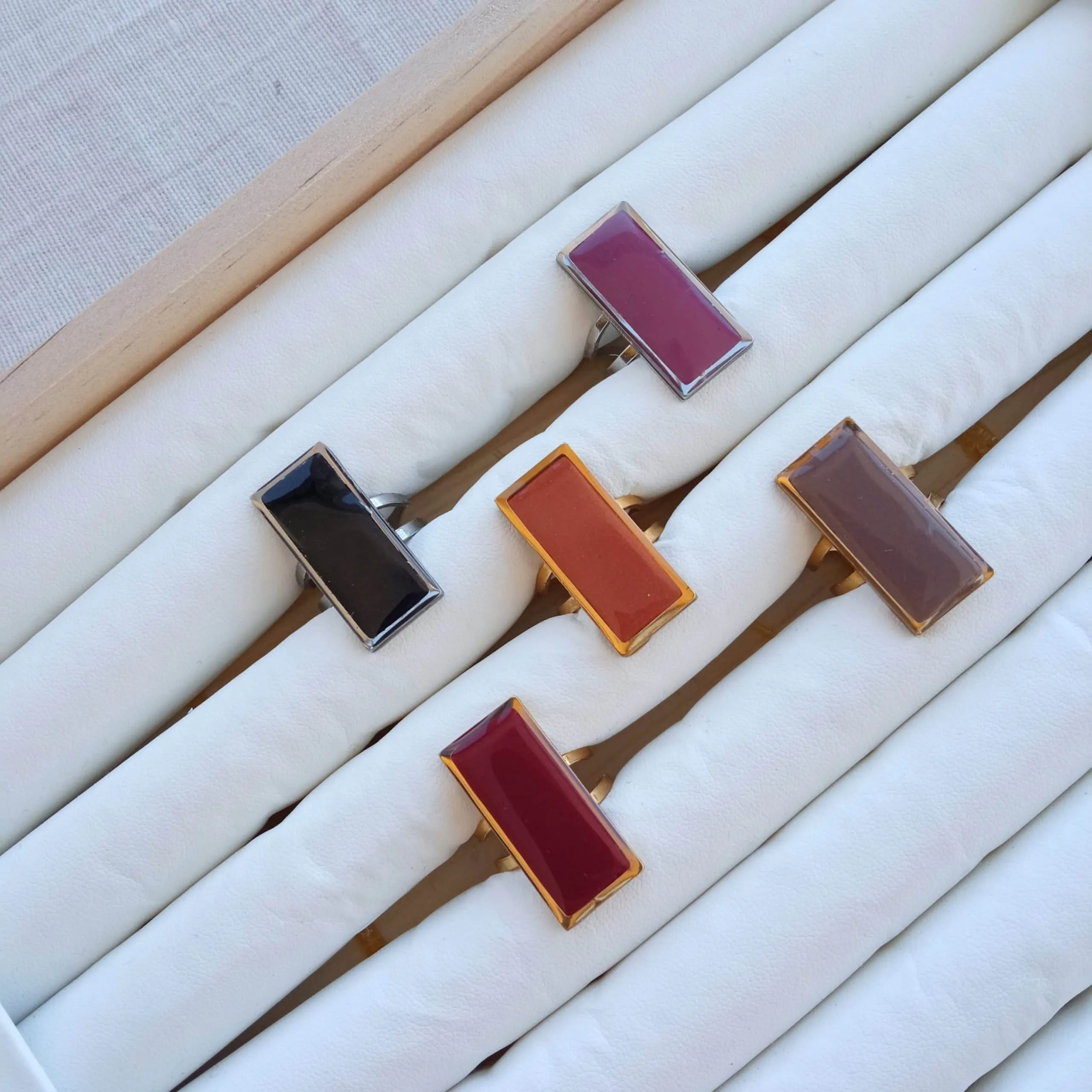 Nel Clay Jewelry - Rectangular rings 2 Rectangular rings - Image 2