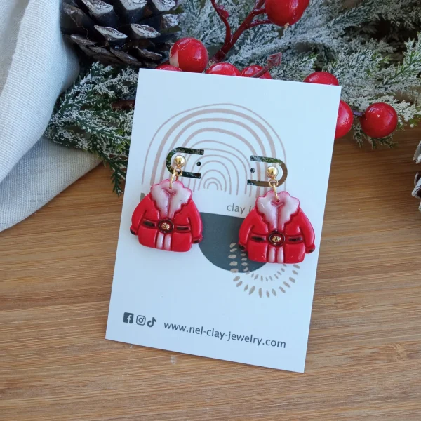 Santa coat dangle earrings