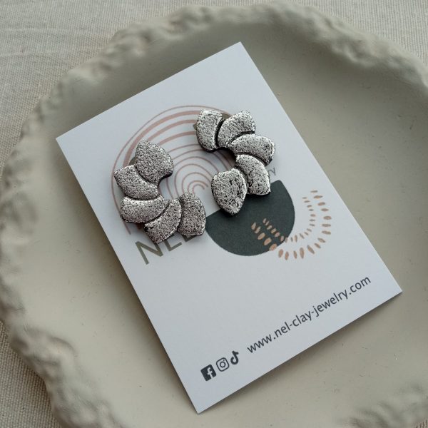 Silver petal stud earrings