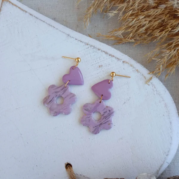 Marbled lilac heart flower dangles