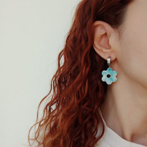 Turquoise flower hoop earrings