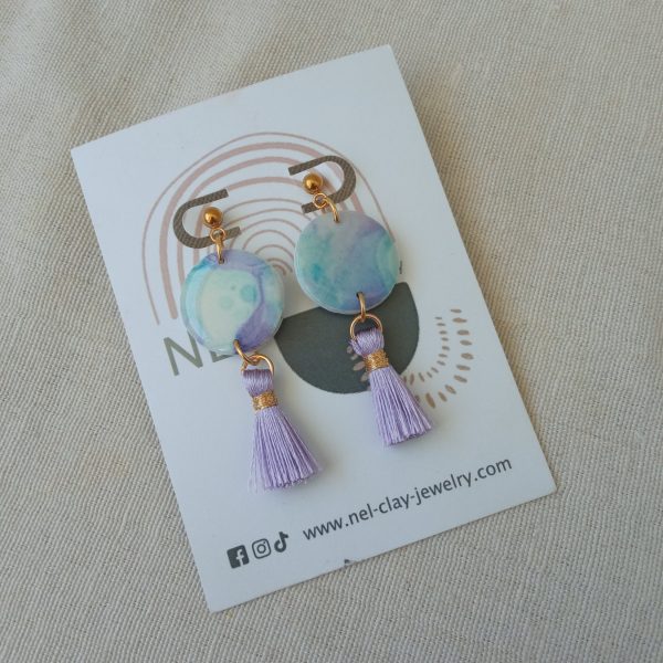 Marbled sky blue earrings with tassels