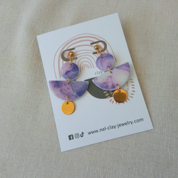 Marbled purple dangle earrings