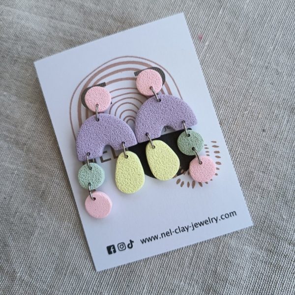 Pastel multicoloured asymmetrical earrings