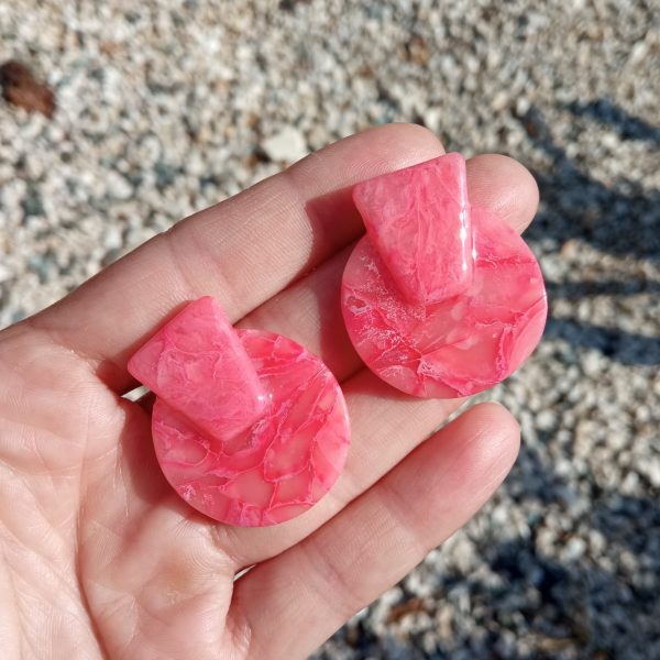 Marbled pink statement studs