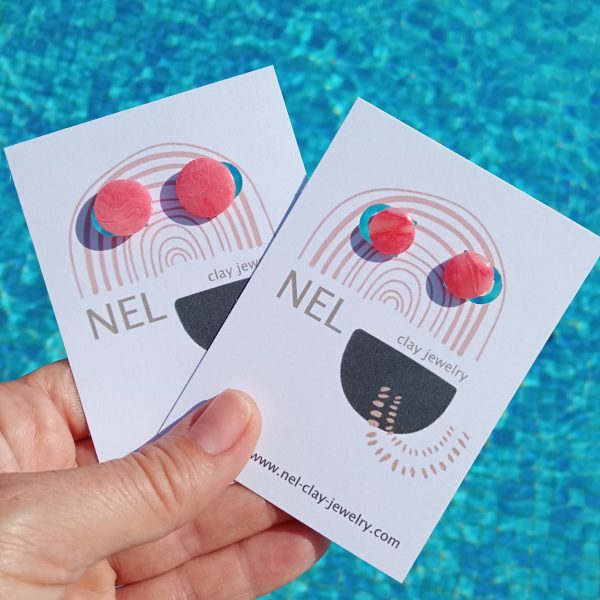 Marbled pink circular studs