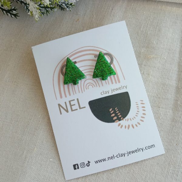 Glitter Christmas tree studs