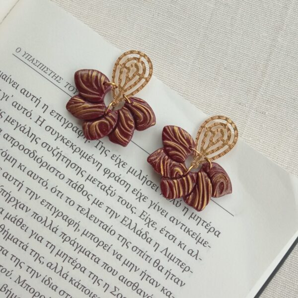 Burgundy petal earrings