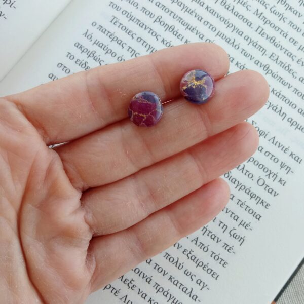 Marbled purple extra small studs