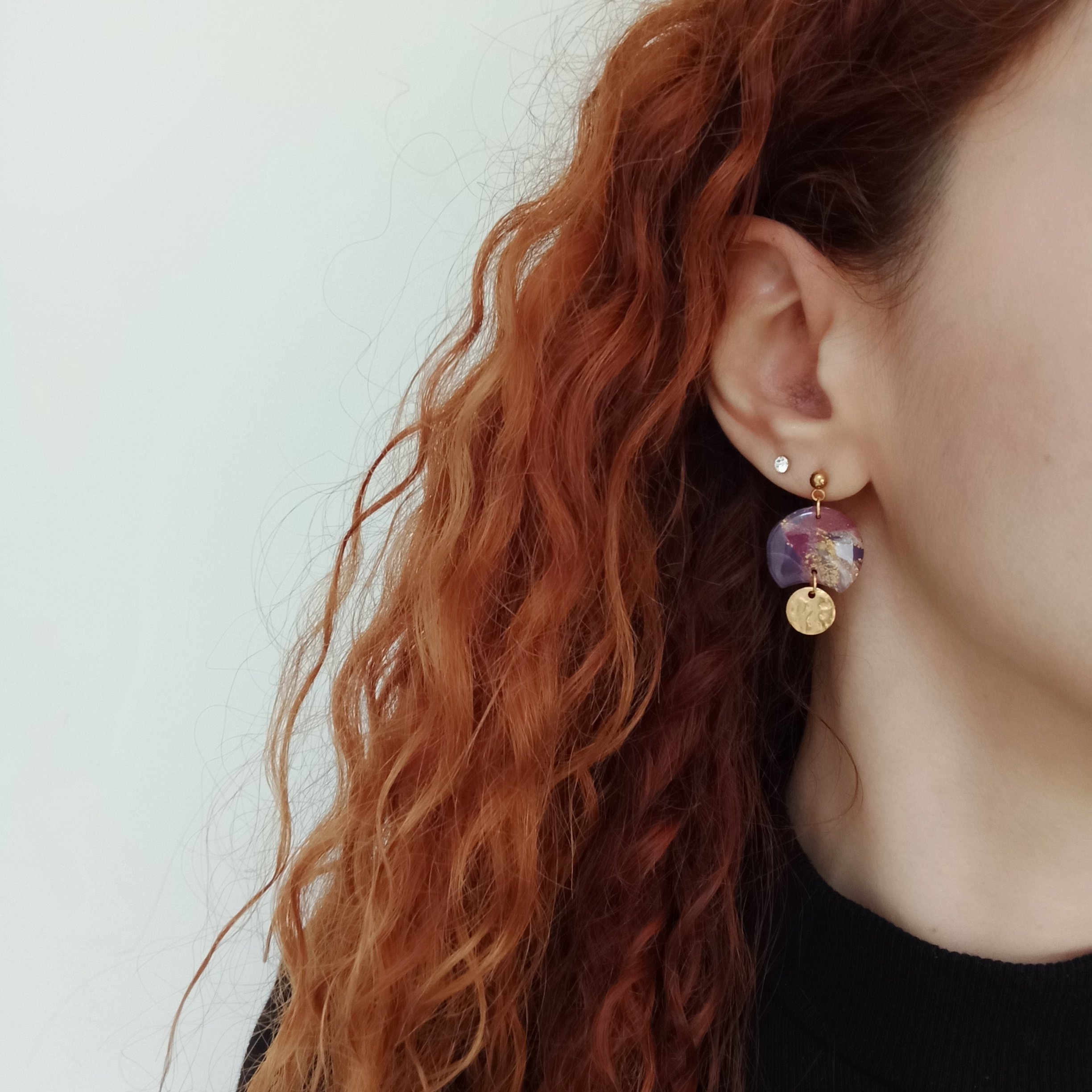 Nel Clay Jewelry - Marbled purple short dangles 2 Marbled purple short dangles - Image 2