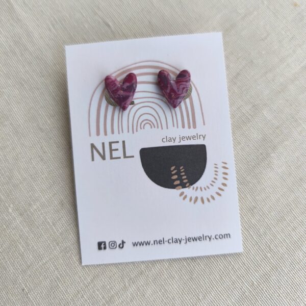 Berry magenta small heart studs