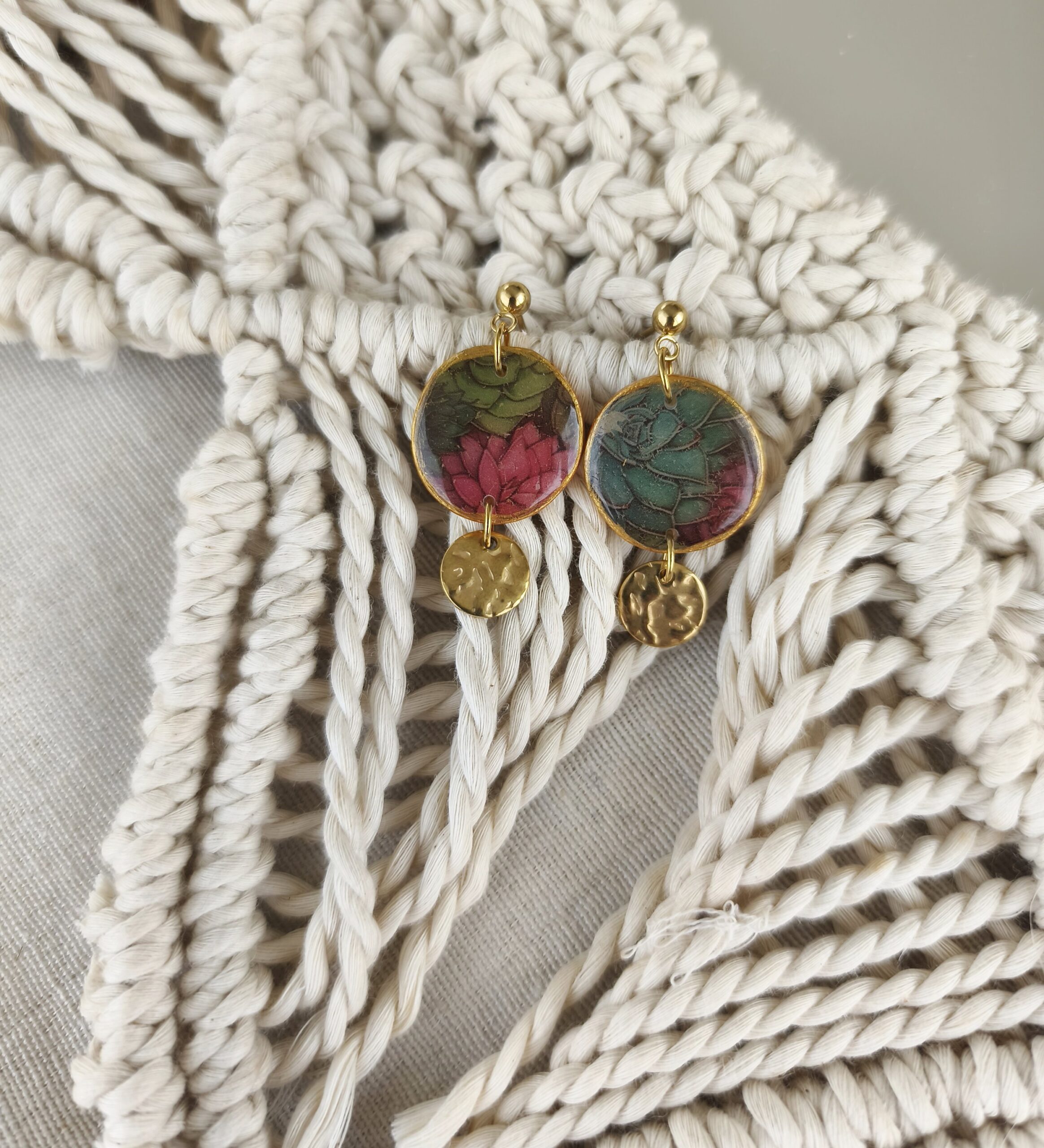 Nel Clay Jewelry - Floral circular dangle earrings 1 Floral circular dangle earrings