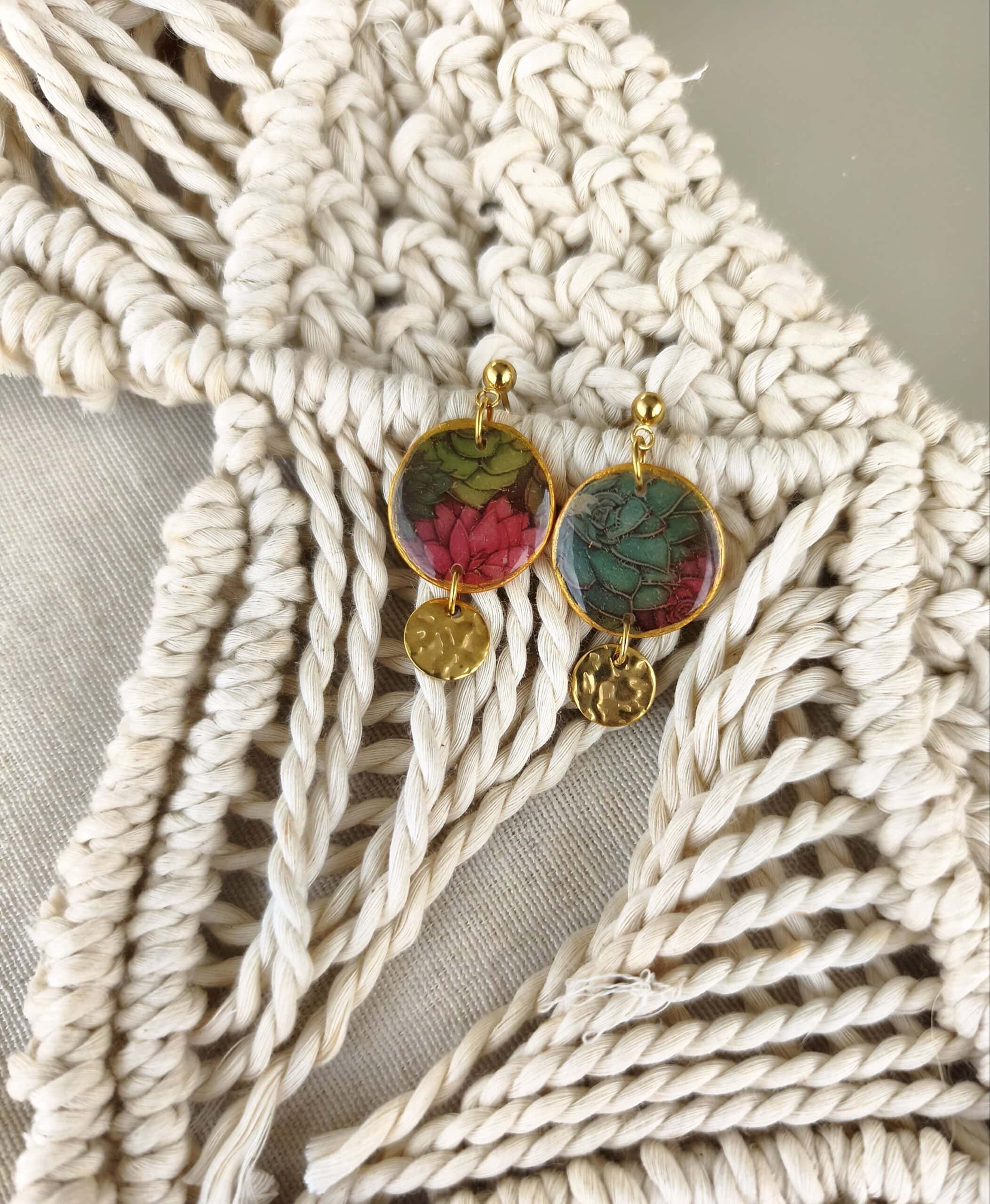 Nel Clay Jewelry - Floral circular dangle earrings 5 Floral circular dangle earrings - Image 5