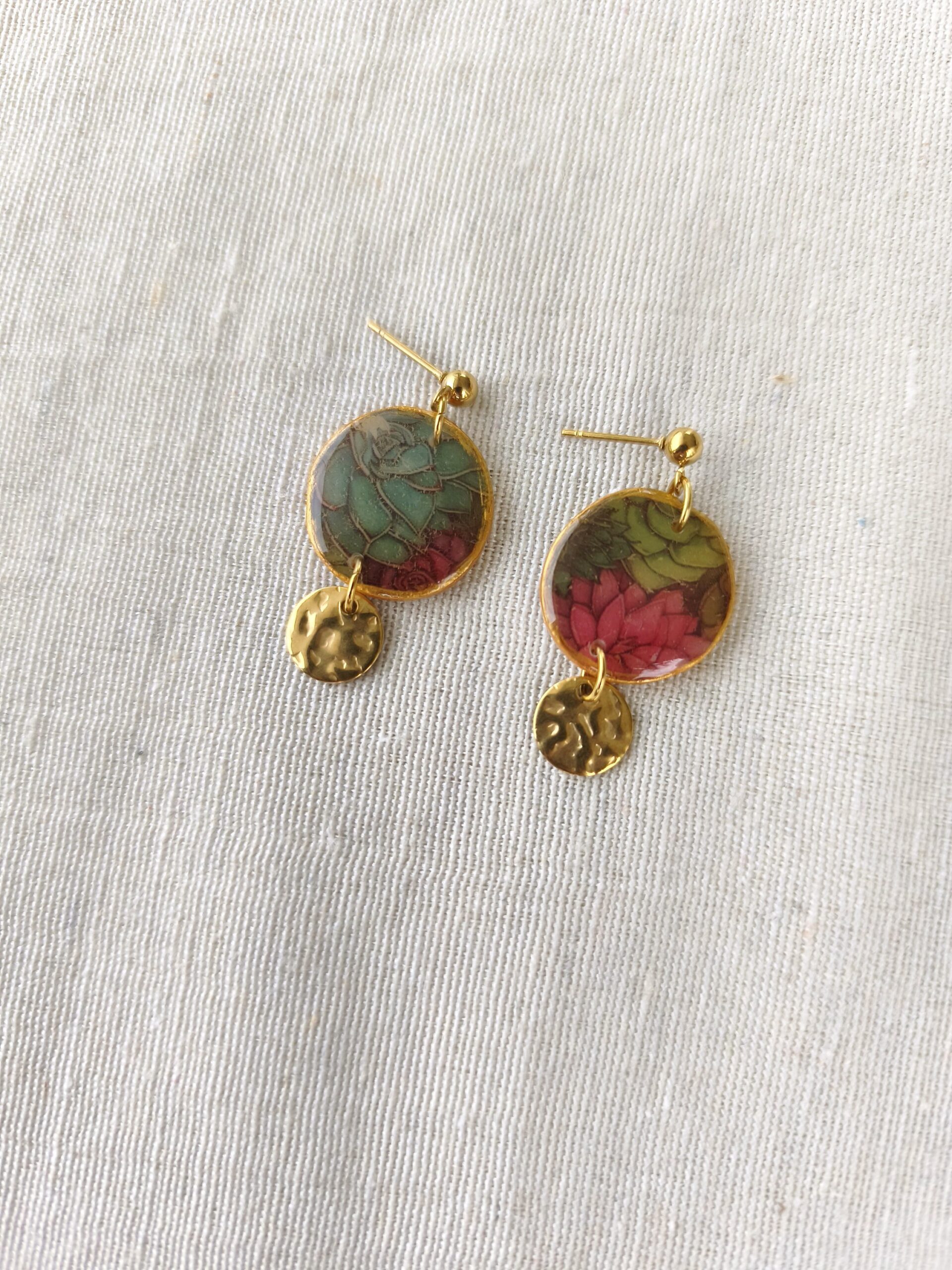 Nel Clay Jewelry - Floral circular dangle earrings 3 Floral circular dangle earrings - Image 3
