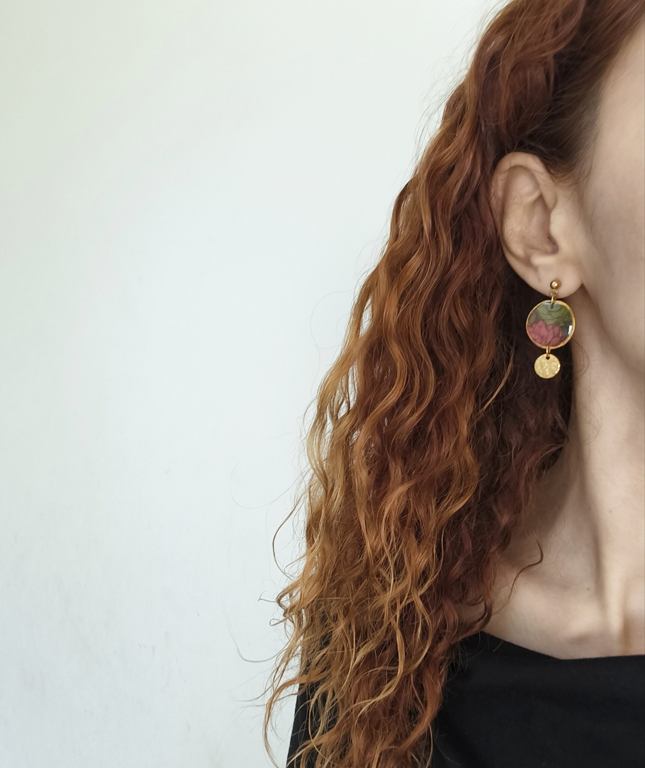 Nel Clay Jewelry - Floral circular dangle earrings 2 Floral circular dangle earrings - Image 2