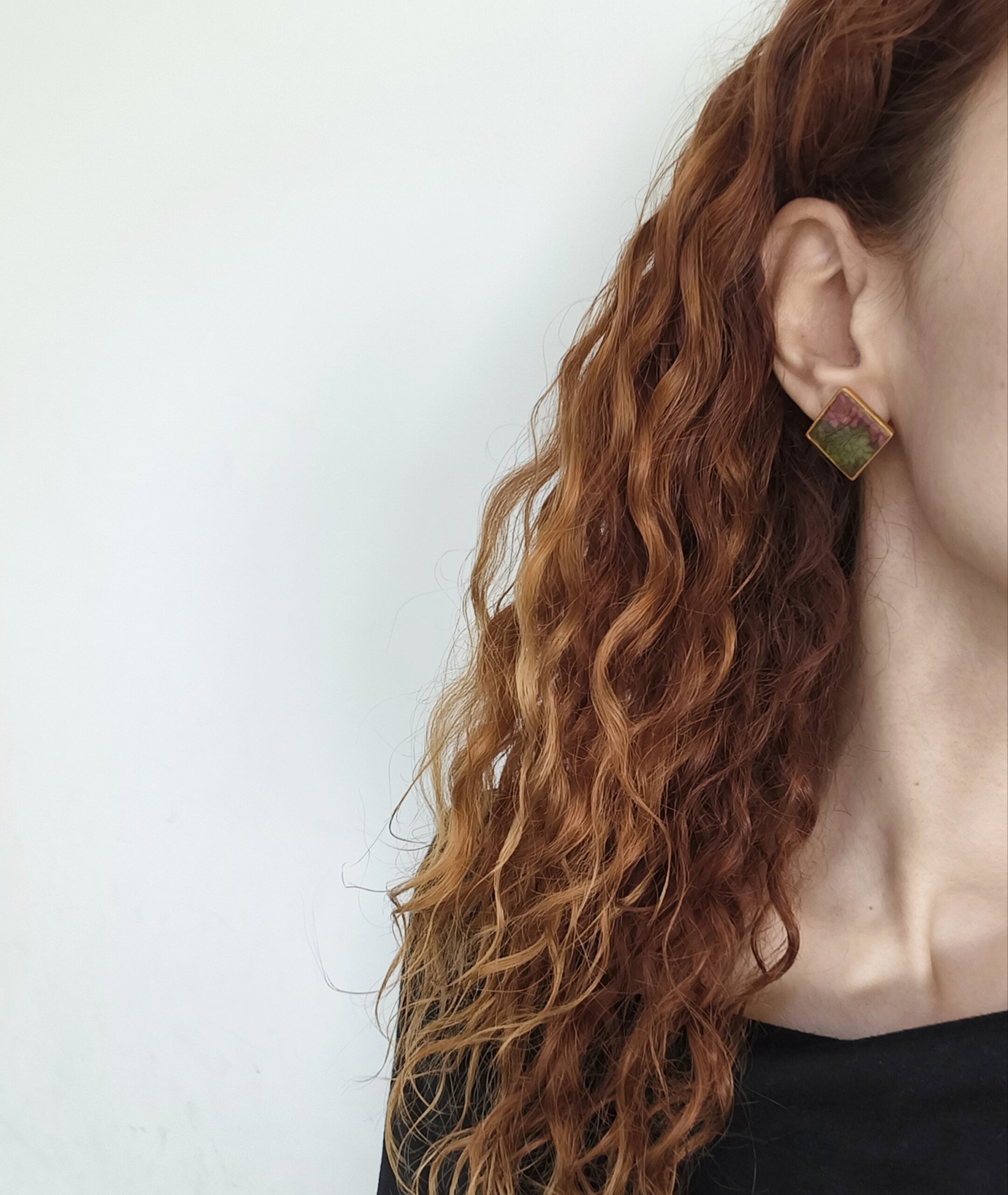 Nel Clay Jewelry - Floral rhombus studs 2 Floral rhombus studs - Image 2