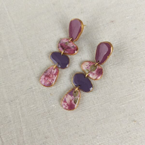 Floral long dangle earrings