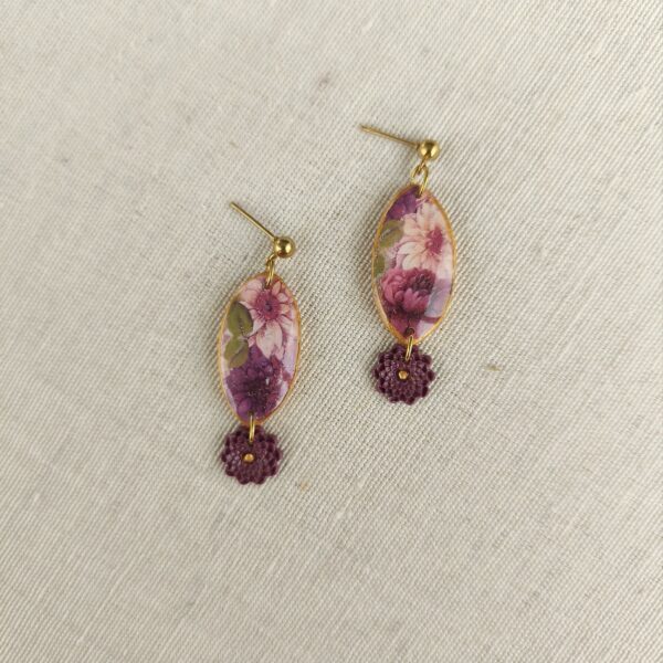 Floral oval dangles