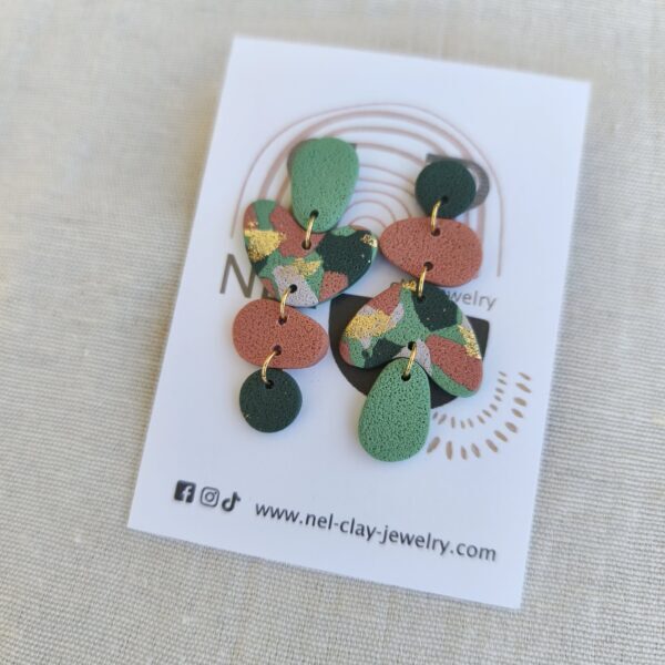 Green terrazzo mismatched earrings