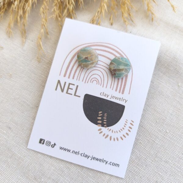 Marbled pale turquoise and mocca studs