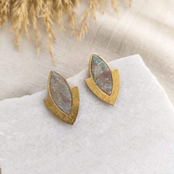 Marbled pale turquoise and mocca statement studs