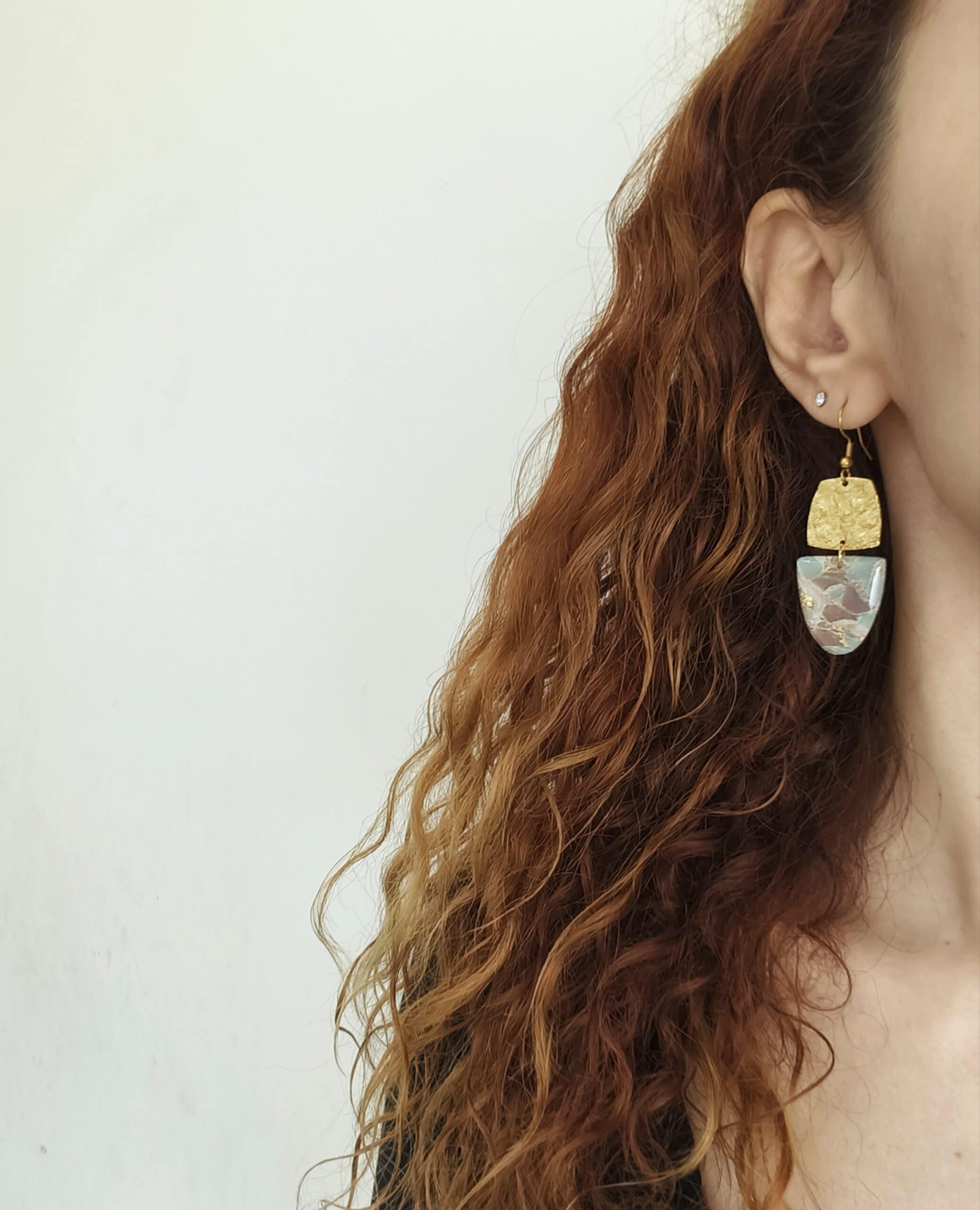 Nel Clay Jewelry - Marbled pale turquoise and mocca 2 Marbled pale turquoise and mocca - Image 2