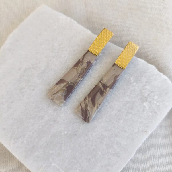 Nel Clay Jewelry - Homepage 5 Marbled beige and mocca trapezoid earrings