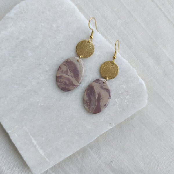 Nel Clay Jewelry - Homepage 1 Marbled beige and mocca oval earrings
