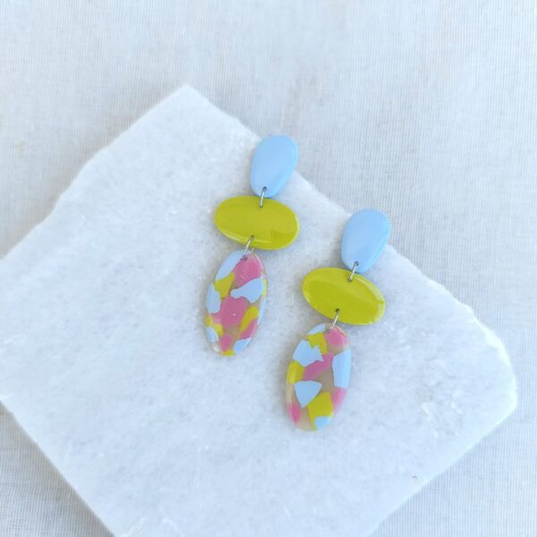 Funky terrazzo oval dangles