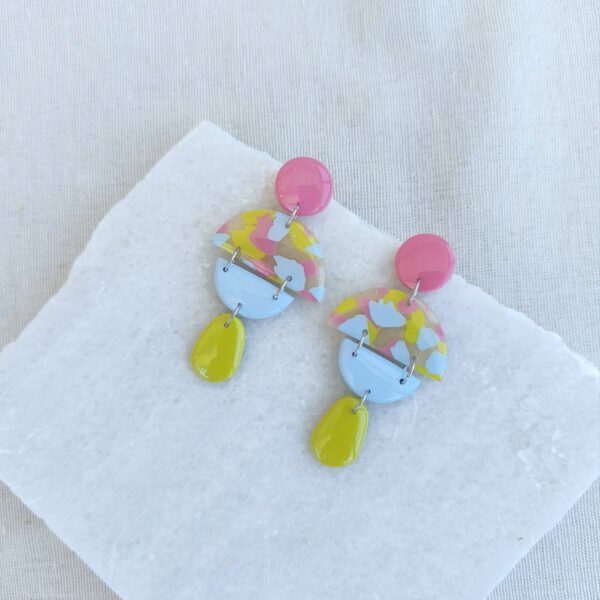 Funky terrazzo semi-circle dangles
