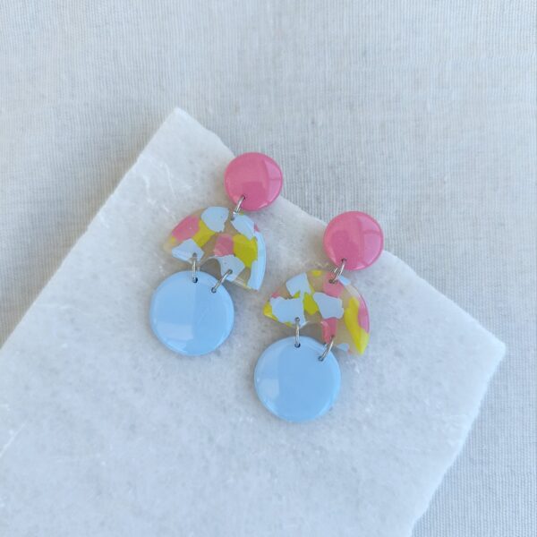Funky terrazzo circle earrings