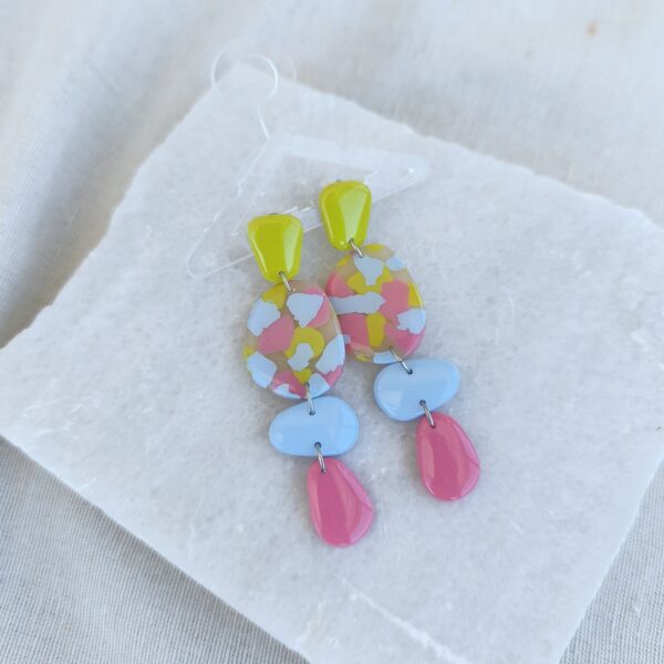 Funky terrazzo long dangles