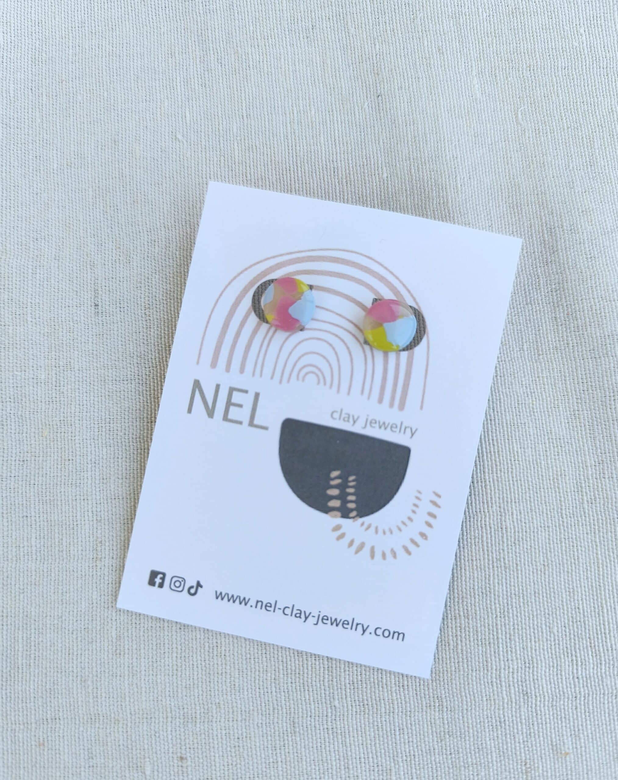 Nel Clay Jewelry - Funky terrazzo circular studs 2 Funky terrazzo circular studs - Image 2