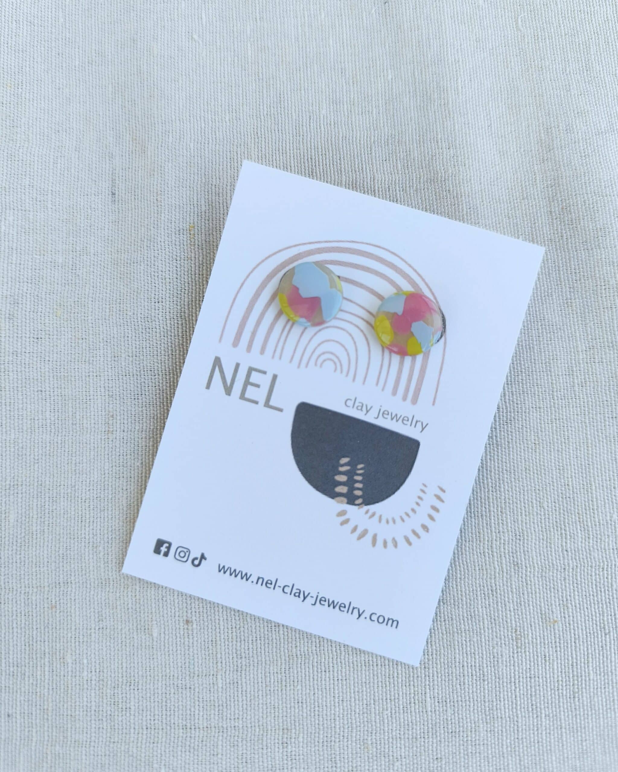 Nel Clay Jewelry - Funky terrazzo circular studs 3 Funky terrazzo circular studs - Image 3
