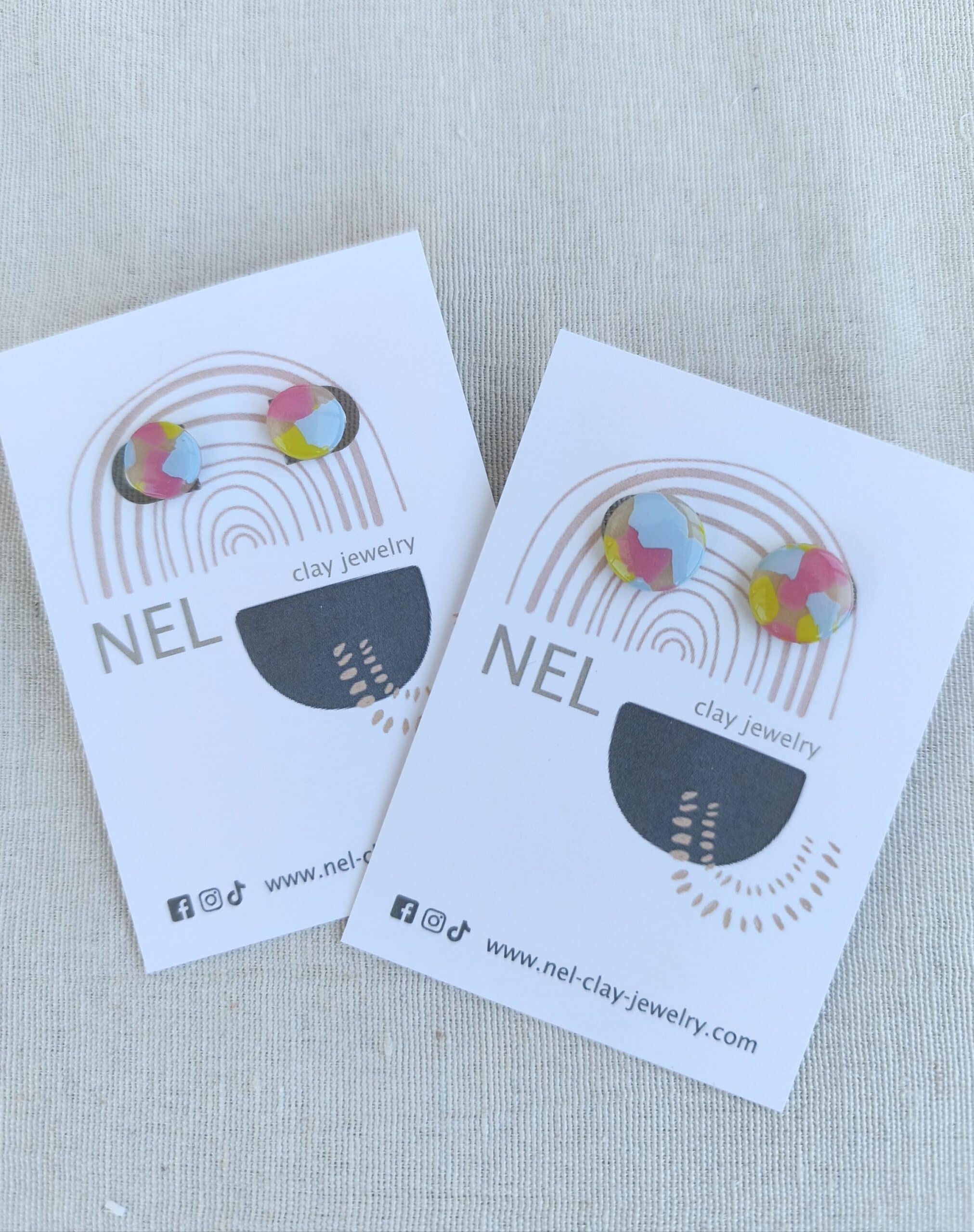Nel Clay Jewelry - Funky terrazzo circular studs 1 Funky terrazzo circular studs