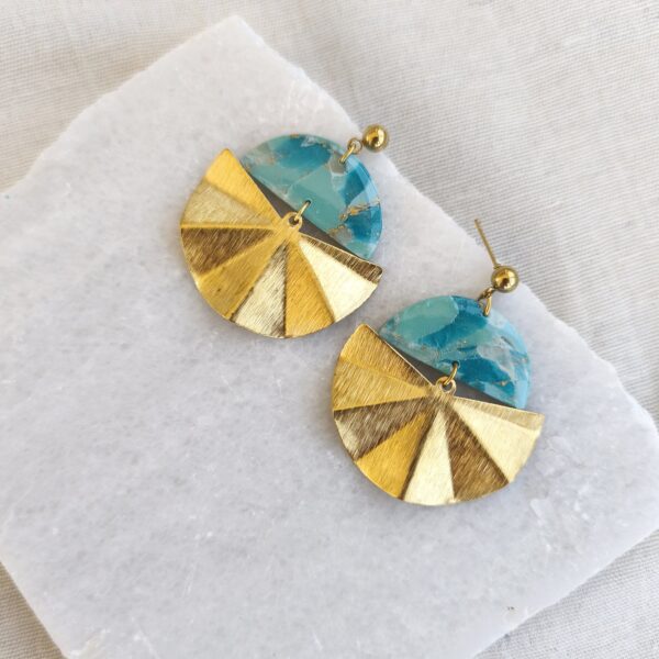 Nel Clay Jewelry - Homepage 8 Marbled turquoise semicircles dangles