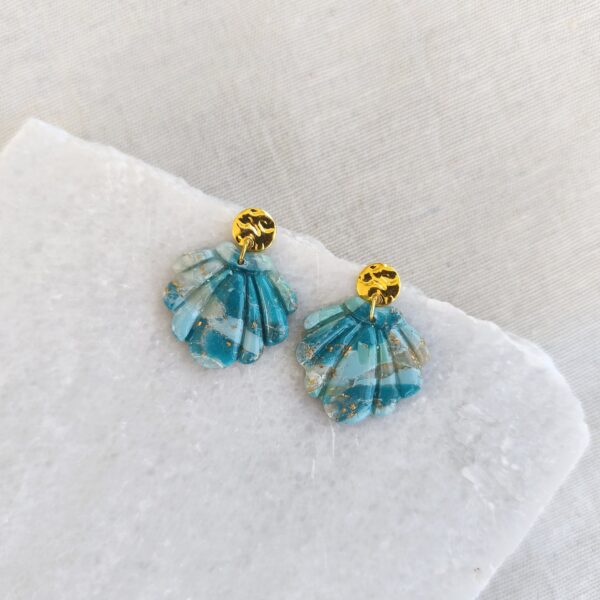 Nel Clay Jewelry - Homepage 9 Marbled turquoise scallop shell earrings