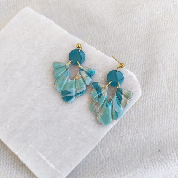 Nel Clay Jewelry - Homepage 7 Marbled turquoise scalloped dangles