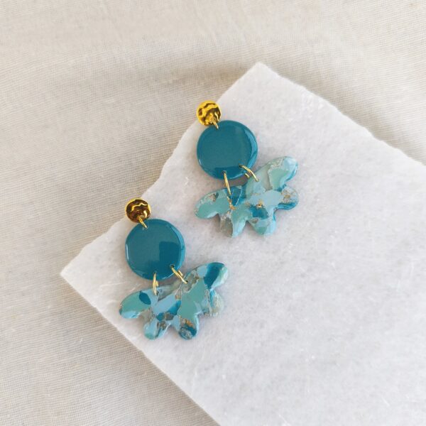Nel Clay Jewelry - Homepage 5 Marbled turquoise petal earrings