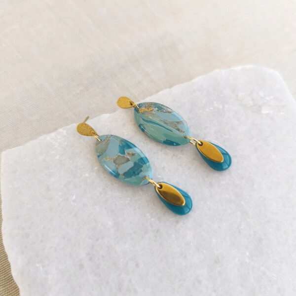 Nel Clay Jewelry - Homepage 4 Marbled turquoise oval dangles