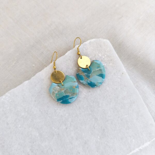 Nel Clay Jewelry - Homepage 3 Marbled turquoise and gold dangles