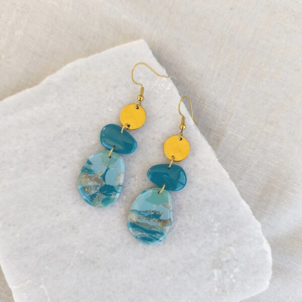 Nel Clay Jewelry - Homepage 1 Marbled turquoise organic shape earrings