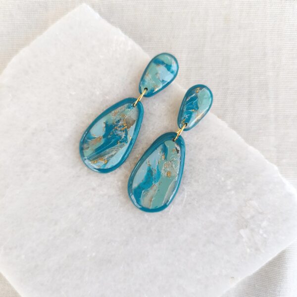 Nel Clay Jewelry - Homepage 14 Marbled turquoise oval earrings