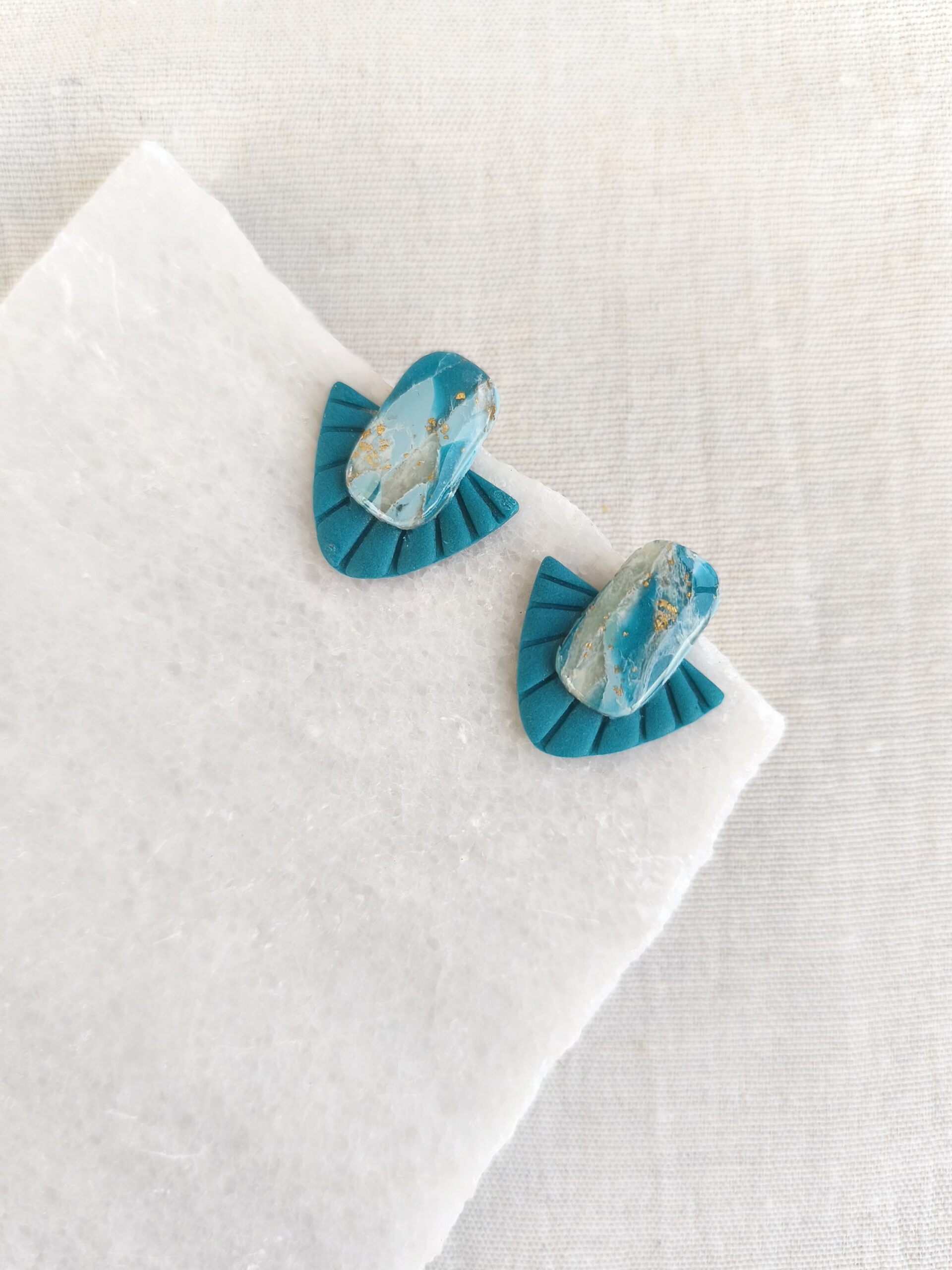 Nel Clay Jewelry - Turquoise statement stud earrings 1 Turquoise statement stud earrings