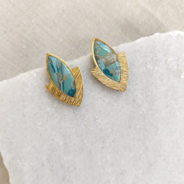 Nel Clay Jewelry - Homepage 6 Marbled turquoise statement oval studs