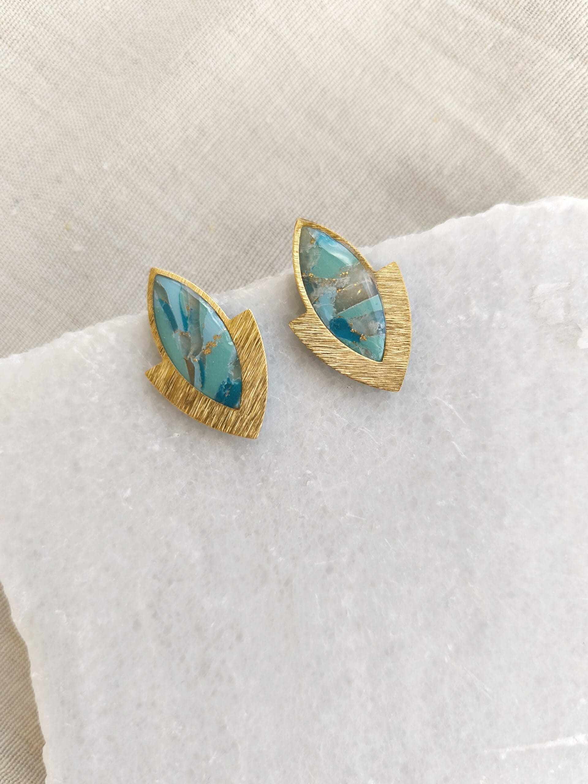 Nel Clay Jewelry - Marbled turquoise statement oval studs 1 Marbled turquoise statement oval studs